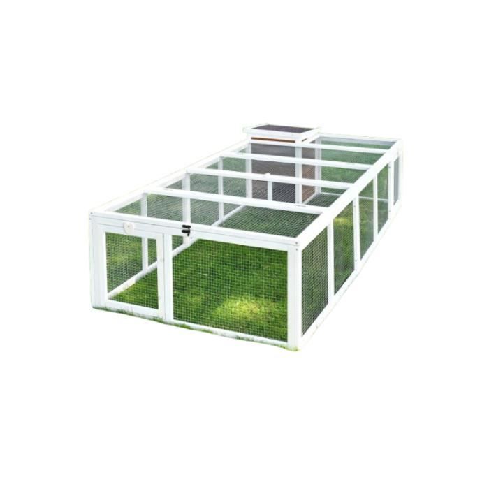 Meilleurs prix pour Cage mobile Enclos á lapins pour petit animaux 218x46x100cm petite maison inclus