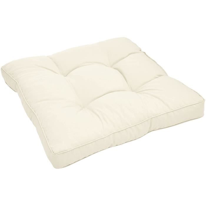 Beautissu Coussin extérieur imperméable Xluna 70x70x10cm - Nature - Pour Assise - Idéal pour extérieur jardin balcon