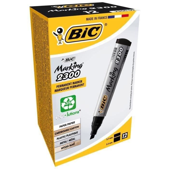 BIC® - Boîte marqueurs BIC® Marking® 2300 x 12 - Encre noire