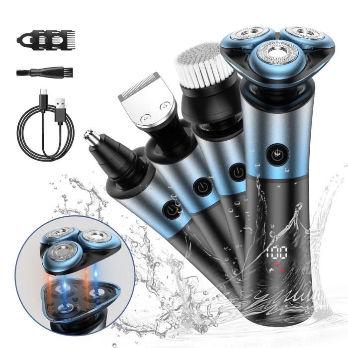 BSTRE Rasoir électrique - Tondeuse à barbe électrique rotativetondeuse à barbe électrique rechargeable utilisable à sec et à leau