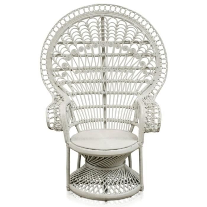 casa padrino fauteuil en rotin de luxe blanc 114 x 80 x h. 150 cm - mobilier vintage