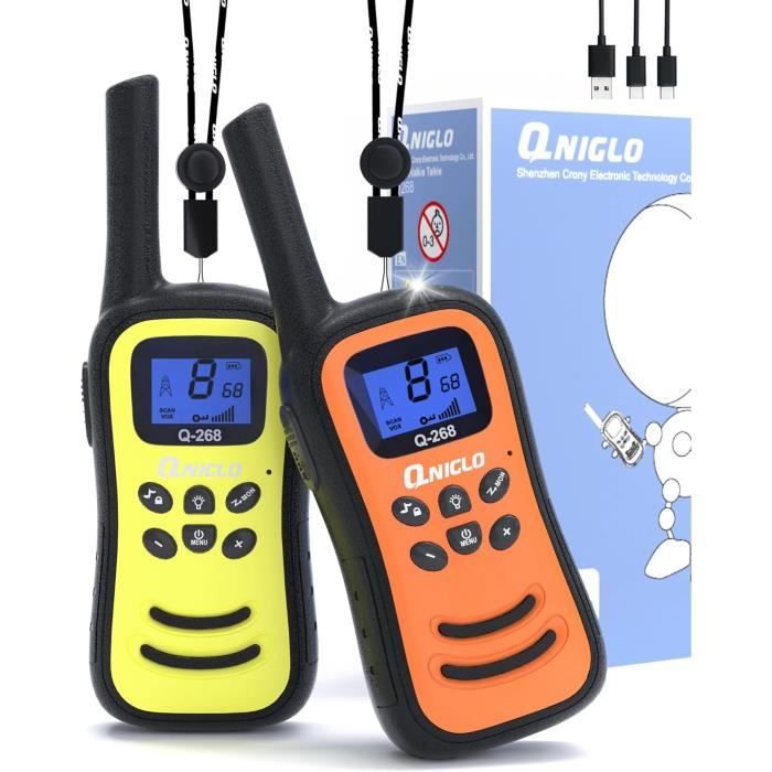 Talkie-walkie AWANFI Lot De 4 – Longue Portée 5km, Rechargeable USB-C, 16 Canaux, 1200mAh – Idéal Camping, Rando, Enfants/adultes Talkie-walkie AWANFI Lot De 4 – Longue Portée 5km, Rechargeable USB-C, 16 Canaux, 1200mAh – Idéal Camping, Rando, Enfants/adultes