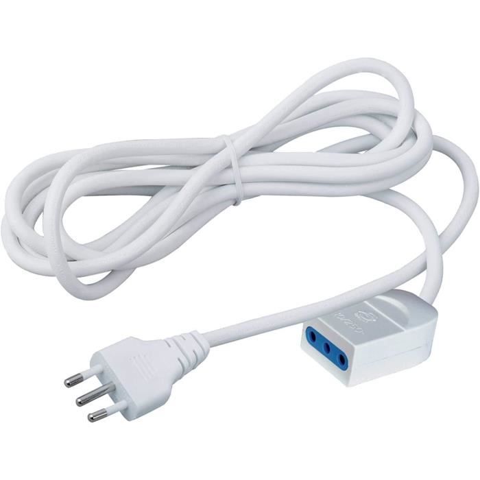 Rallonge De Câble Électrique Linéaire Biphasé De 3 Mètres Avec Prise 16 ...