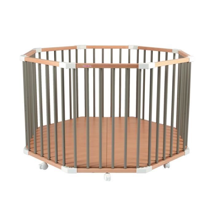 Combelle Parc Bebe Rond Florian Bicolore Gris Clair Avec Plancher Reglable Et Roulettes 108x108x67 Cm Cdiscount Puericulture Eveil Bebe