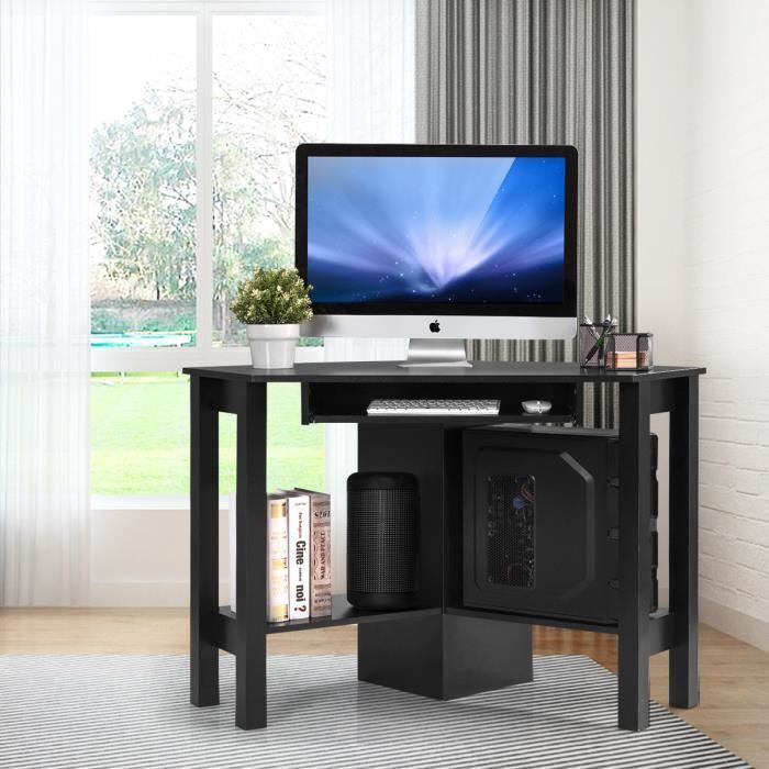 Costway Bureau D Angle Table D Angle Bureau D Ordinateur En Bois Pour Chambre Salon Bureau 120 X 60 X 77cm L X L X H Noir Achat Vente Meuble Informatique Bureau D Angle Soldes