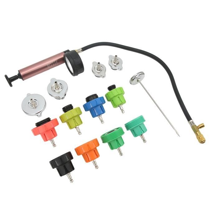 Kit Testeur De Fuite Pression Radiateur Akozon 14 Pièces - Pour Système De Refroidissement Voiture 0-35 PSI