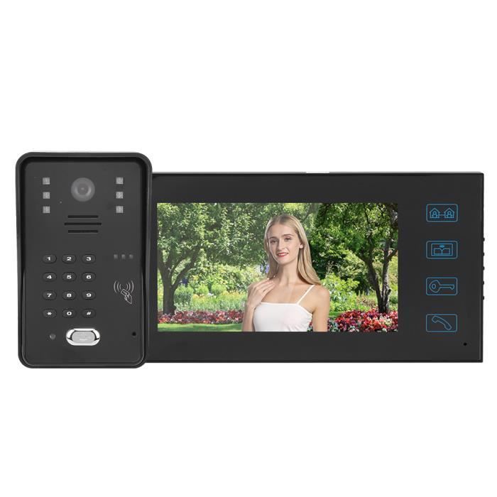 Tbest Kit D'interphone Vidéo Kit De Visiophone Filaire 7 Pouces Vision Nocturne Interphone 2