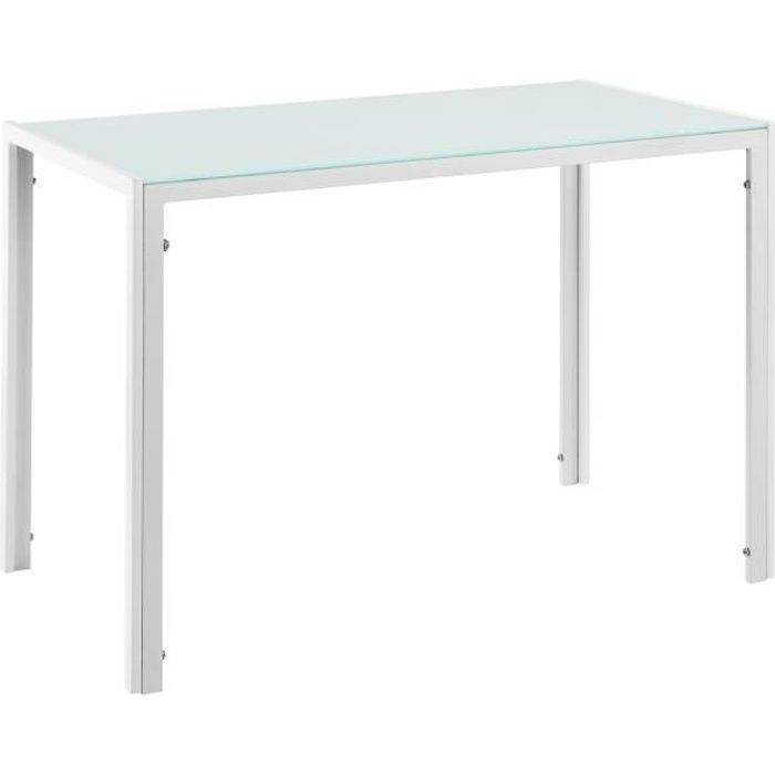 [en.casa] Table à manger avec plateau de table du verre blanc