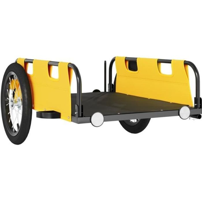 Remorque de vélo cargo jaune FYDUN - Dimensions 126x63x36cm - Capacité de charge maximale 45kg