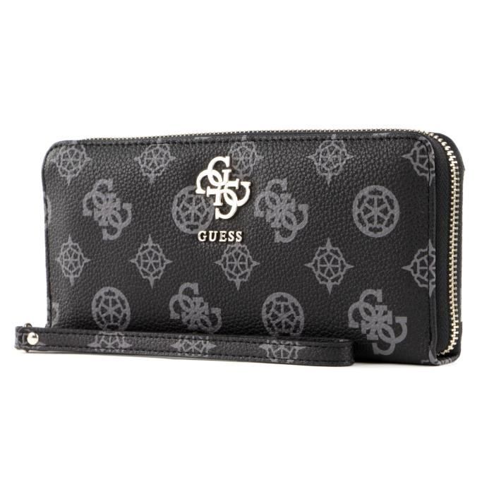 Portefeuille Guess Matelassé Taupe Avec étoiles Dorées - Organizer à Fermeture Circulaire - Occasion Comme Neuf