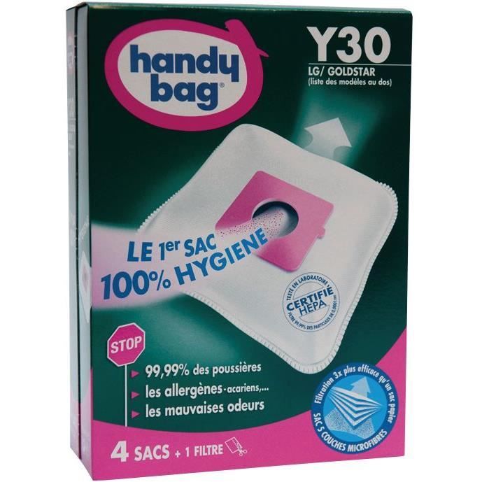 Lot de 4 sacs aspirateur non tissé Y30 - HANDY BAG - Pour LG - Haute filtration