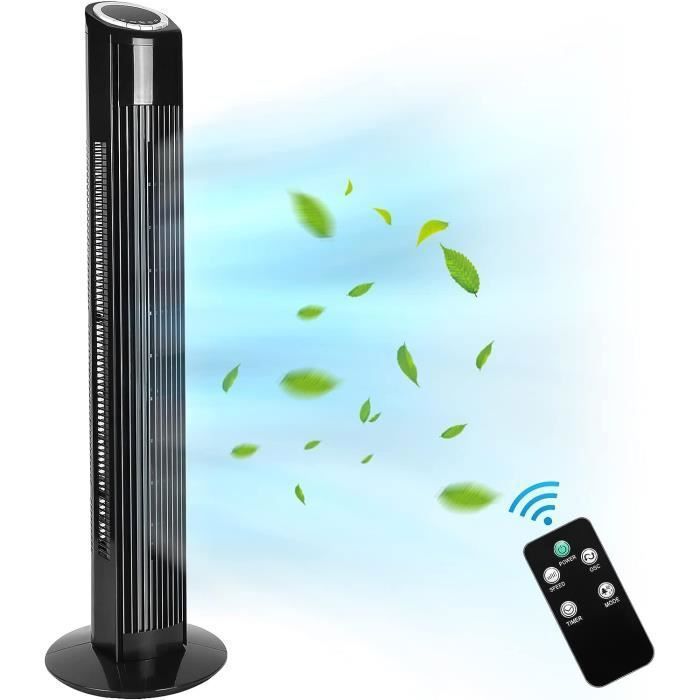 Homefire Ventilateur de tour silencieux - Aluminium - Noir - 985 x 26 x 26 cm - avec refroidissement - Oscillant à 90 - Hom