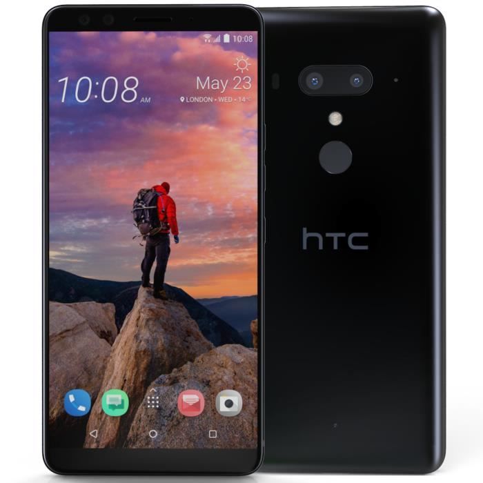 Vente T&eacute;l&eacute;phone portable HTC U12+ - Double SIM - 64 Go - Titanium Black pas cher