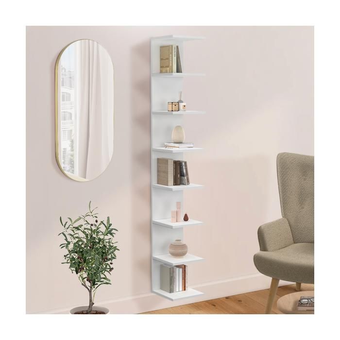 IDMARKET Etagère murale suspendue double position CHIARA 8 étagères blanc 190 cm IDMARKET Etagère murale suspendue double position CHIARA 8 étagères blanc 190 cm