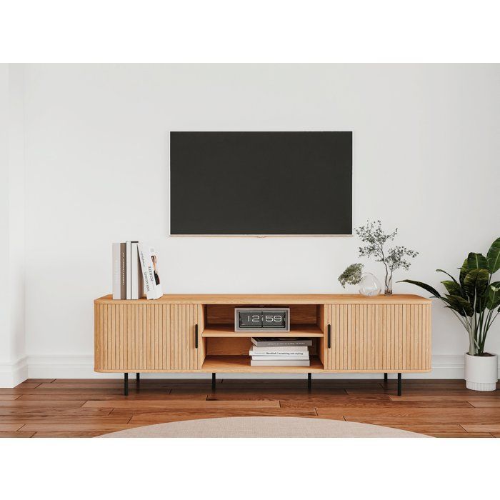 Meuble TV KAJSA - Chêne & Noir - 160 x 40 x 45 cm