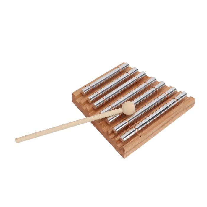 Carillon énergétique En Bois & Aluminium - Idéal Pour Méditation, Yoga Et Thérapie Sonore | 3 Tons Doux | Livré Avec Maillet
