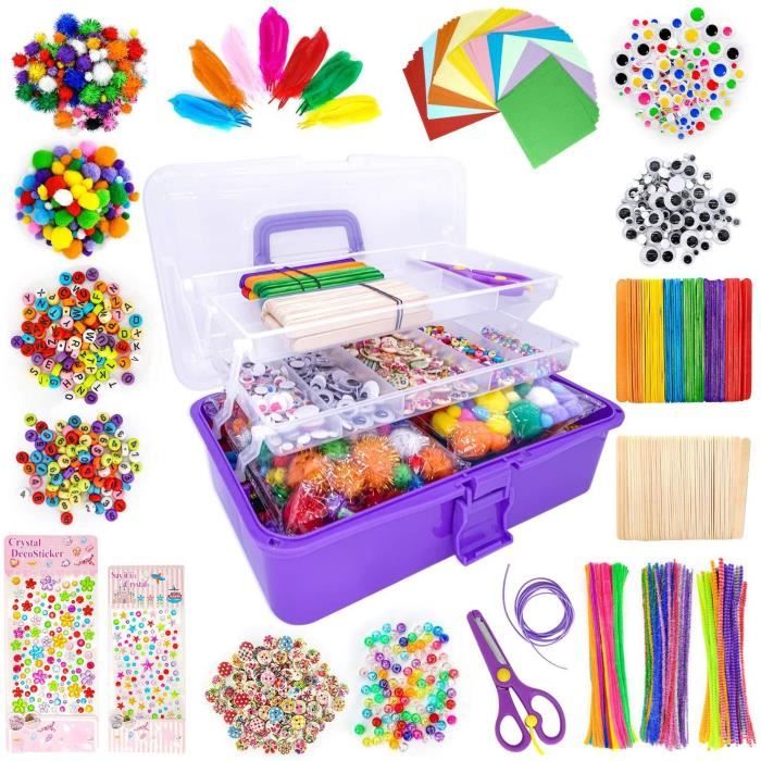 MARSEE Kit de bricolage pour enfants, accessoires de DIY,Mallette avec  nettoyeur de pipes,Yeux ronds,Scrapbooking,pour 4 à 8 ans - Cdiscount Jeux  - Jouets
