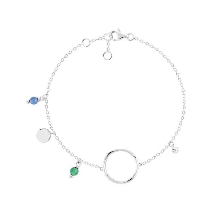 Bracelet argent 925 multi-chaînes perlées 19 cm - Femme - Bracelet souple |  MATY