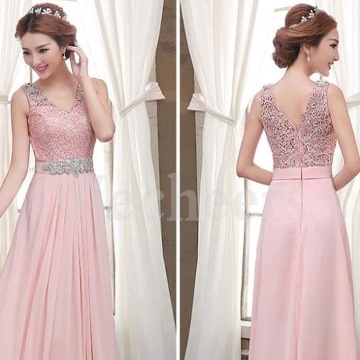 Longue Robe De Mariage En Dentelle Amincissant Rose Achat Vente Robe De Ceremonie Cdiscount