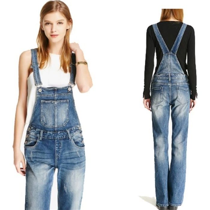 Salopette Femme Stylé Combinaison en Jeans Vintage de Loisirs