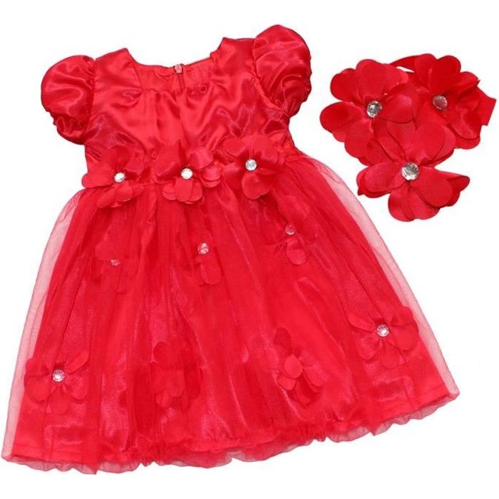 Fille Robe Petales Princesse Bebe Fete 6 24 Mois Jolie Robe Manches Courtes Bouffantes Rouge Cdiscount Pret A Porter