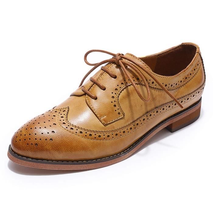 Women's Leather Oxford Shoes Lace Up 