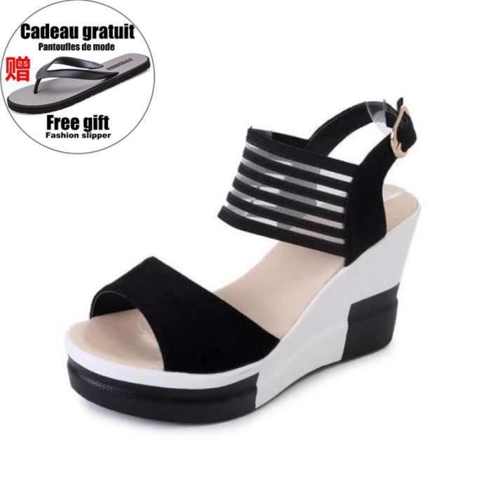 Femmes sandales bride cheville Respirant Confort Slip-On Chaussures De Marche Noir Blanc Femmes sandales bride cheville Respirant Confort Slip-On Chaussures De Marche Noir Blanc