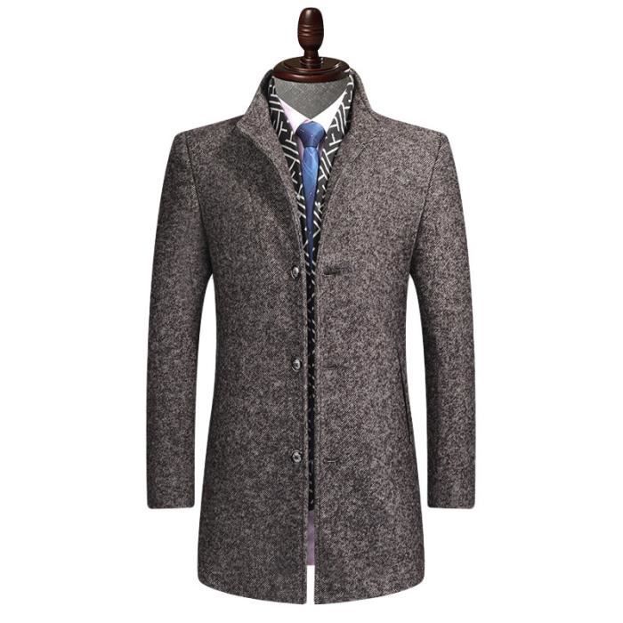 Manteau Homme en Laine Hiver Chadu Mi Longue Col Montant Coupe Slim Camel Gris Homme Adulte Camel Cdiscount Pret a Porter