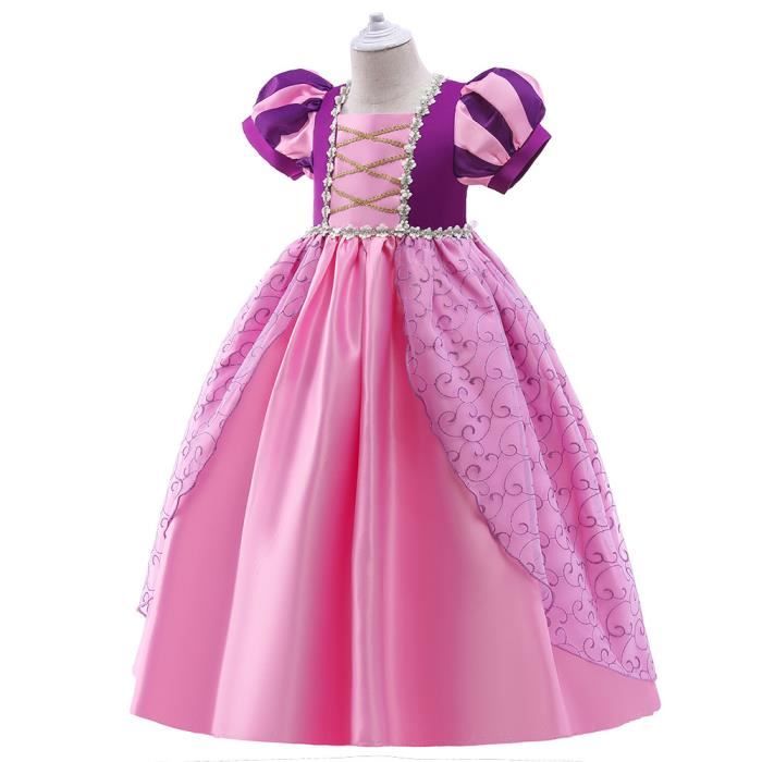 Robe princesse Raiponce costume fantaisie d?�guisement f??te carnaval Halloween fille Violet 