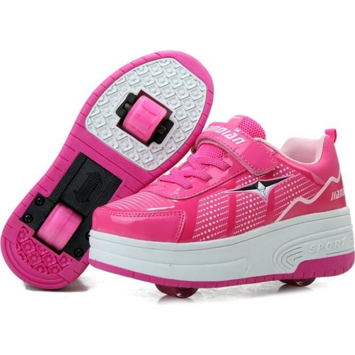 Skateshoes LED Chaussures Roller Baskets Enfants Roulettes Cuir