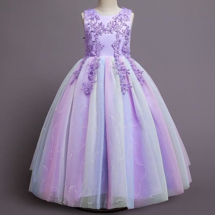 Robe de Soirée de Cérémonie Fille Sans Manches en Tulle Robe