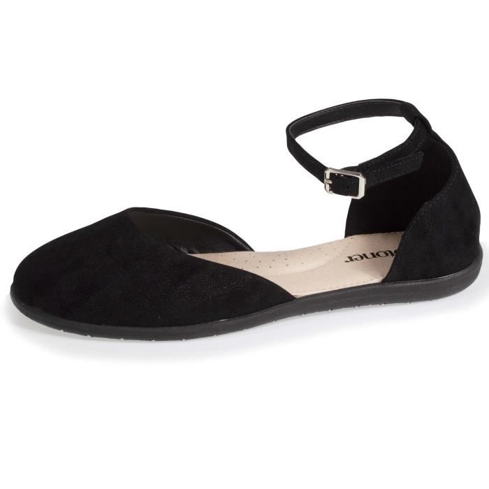 Ballerines noires avec bride pour femme - Isotoner - Confortable et légère - Semelle EVERYWEAR™