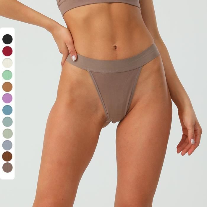 Lot de 6 Culottes En Coton Femme Invisible Mesdames Slips Brésiliens Bikini  Strings Bleu - Cdiscount Prêt-à-Porter