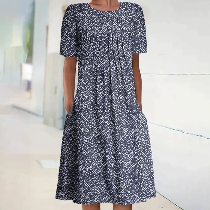 Nouvelle robe imprimée bohème à manches courtes et col en V d'été