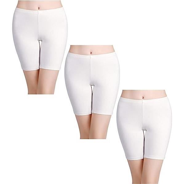 Panty Coton Cycliste Short Femme Long Culottes Boxer Shorty Legging Boxer Calecon Lot de 3 blanche blanche Cdiscount Pret a Porter