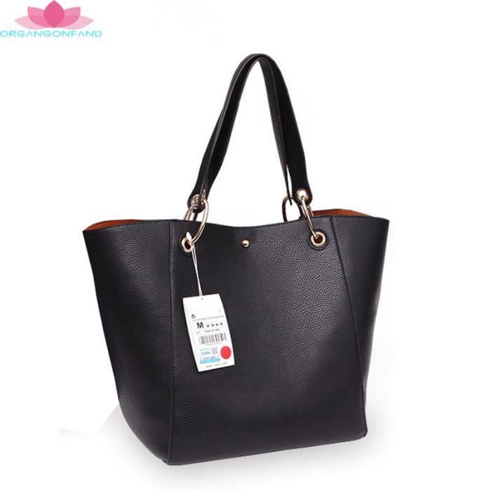 Sac ?� main femme seau vintage cuir-noir - Cdiscount Bagagerie - Maroquinerie