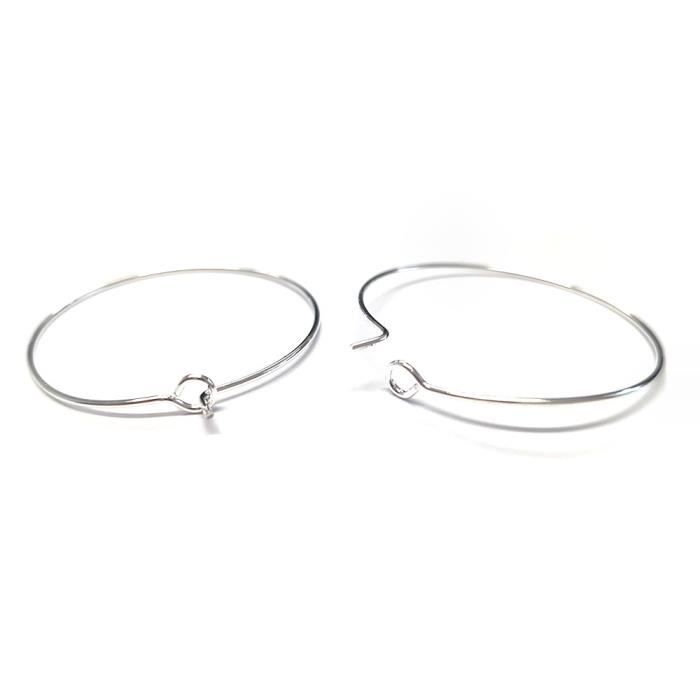 Accessoires création boucle doreille cerceaux créole 25 mm (10 pièces) Argenté