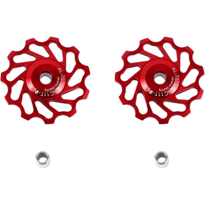 Poulie Dérailleur Vélo Poulies Dérailleur Arrière Alomejor - Céramique 11Dents Rouge - Compatible 7-10 Vitesses Galets Dérailleur Arrière 11T