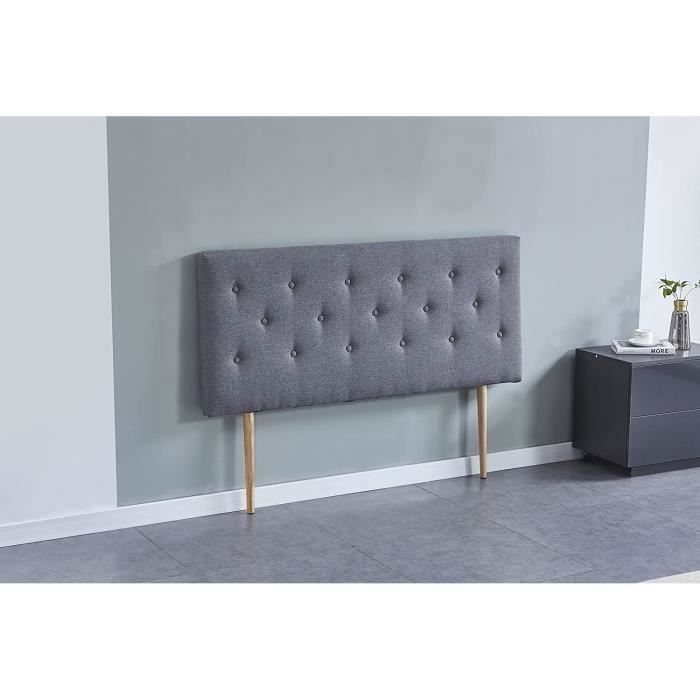 Tête De Lit 140x100 Cm, Capitonnée Tissu Gris, Epaisseur 8 Cm - Tête de lit