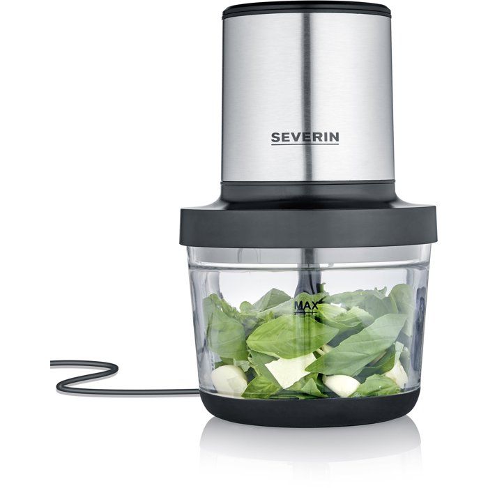 Hachoir électrique - SEVERIN - KM3867 - 400 W - Récipient en verre 1 L - 2 vitesses - Noir / Inox