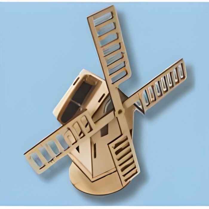 Maquette de Moulin solaire en bois - SOL EXPERT - facile à monter et à peindre - pour enfant de 6 ans et plus
