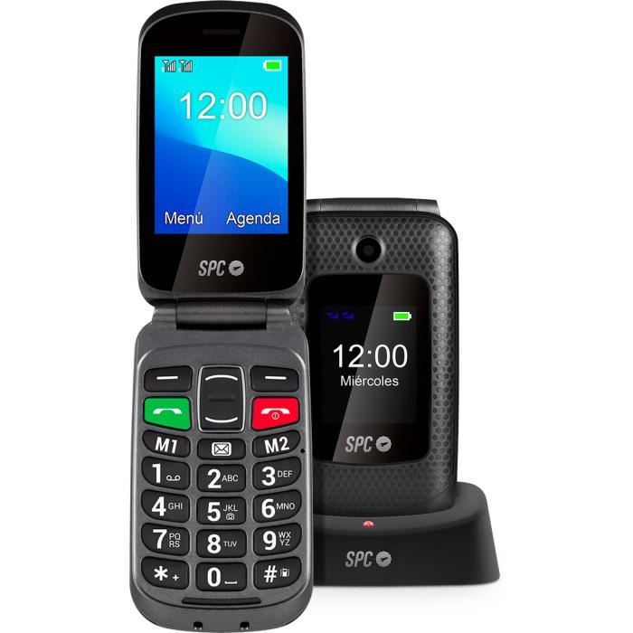 SPC Magnus - Téléphone portable senior grandes touches, configuration à distance, compatible appareils auditifs, bouton SOS - Noir