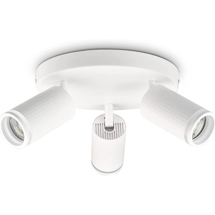 Plafonnier GU10 3 Spots Orientables Blanc - Spot Plafond Pivotant Pour Intérieur Moderne