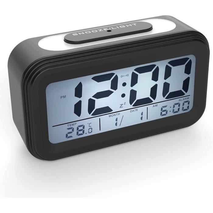 SOBEAU Réveil Nuérique,Réveil atin LED,Horloge Nuérique LED Reveil atin Digital avec Snooze