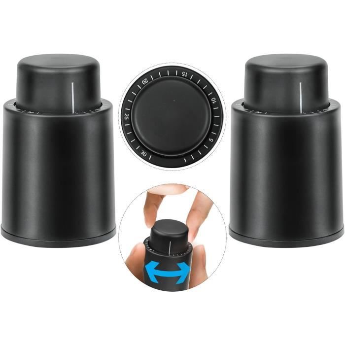 Bouchons De Vin Sous Vide WIWONEY Lot De 4 - Silicone Alimentaire Noir