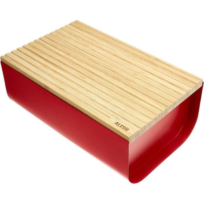 Alessi Mattina BG05 R - Porte-Rouleau De Cuisine Design Rouge Acier Et Bambou