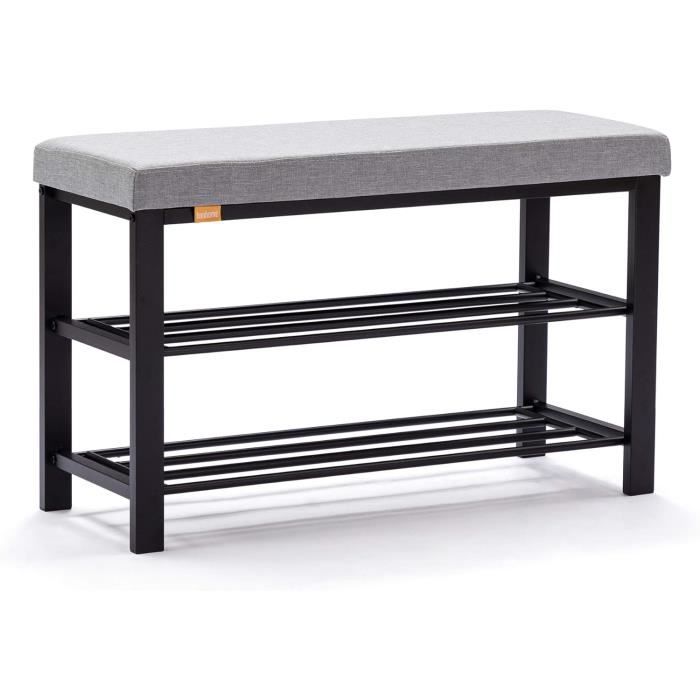 Banc Rangement Chaussures Avec Siège - 3 Niveaux Gris