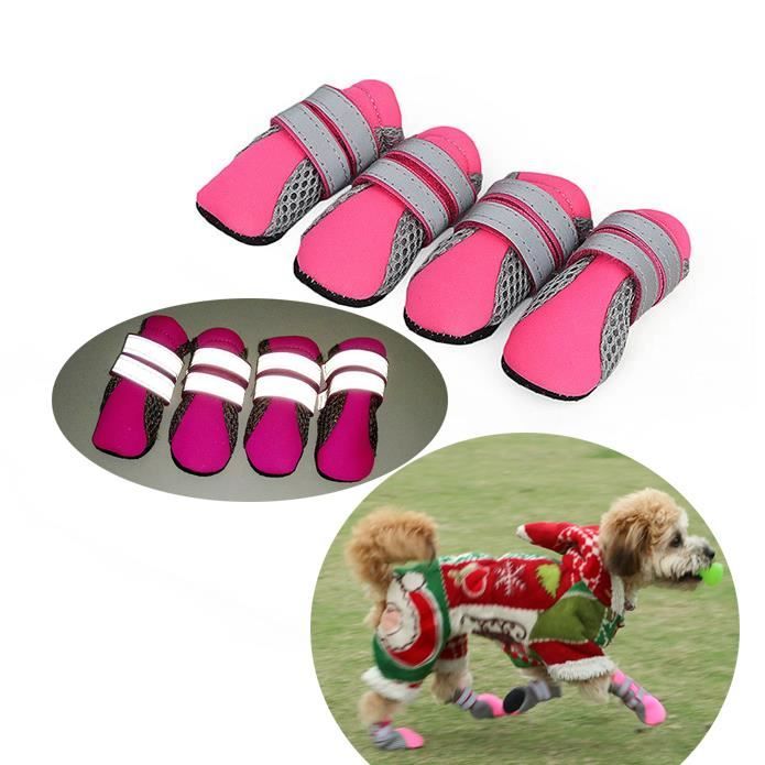 Meilleurs prix pour Chaussure de Chien Respirantes bande réfléchissante Bottes Chien protection pattes guêtres Pour Petit Chausson animaux 5.9*4.8cm