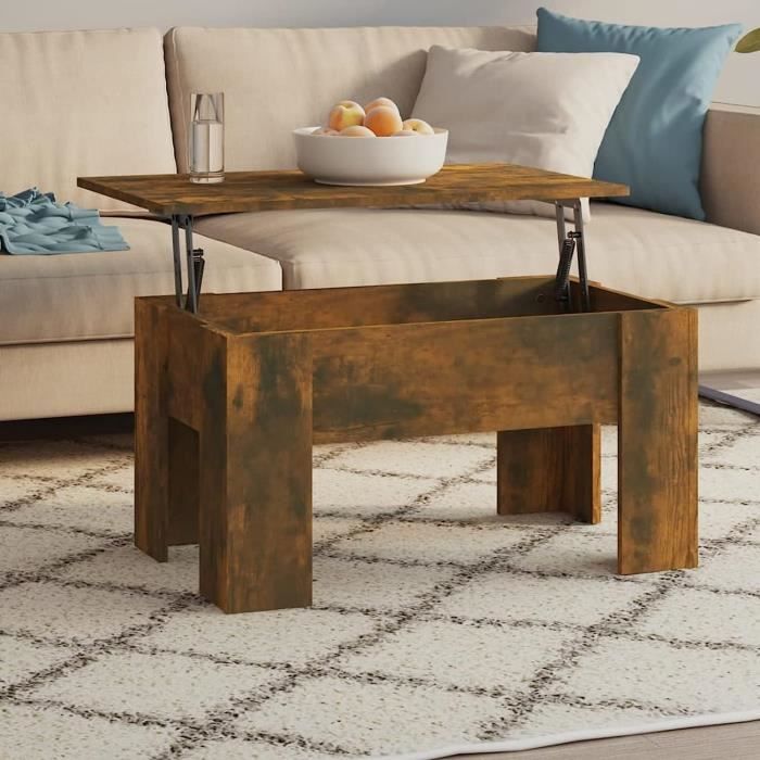Table Basse Bois Polyvalente Bout De Canapé Avec Dessus Relevable ...