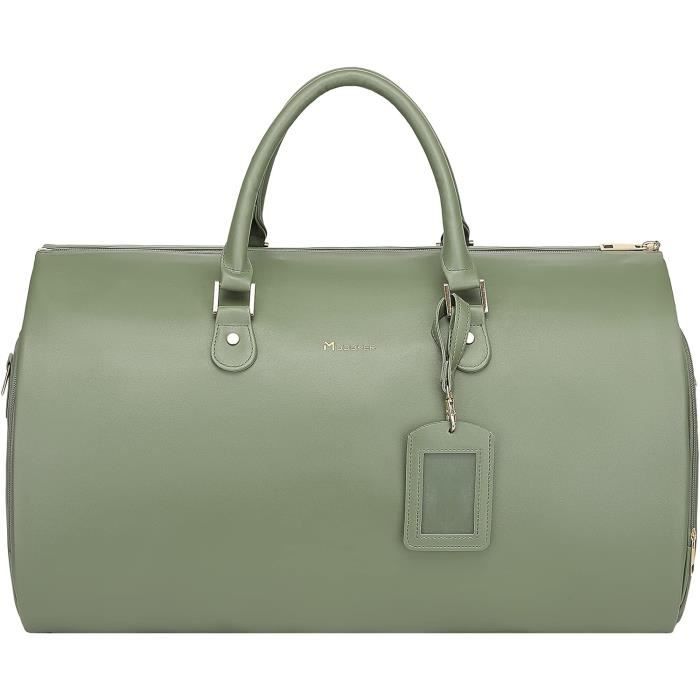Sac à Vêtements Vintage Vert Avec Bandoulière - Porte-costume De Voyage, En Bon état D'occasion, Style Rétro